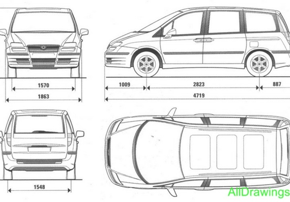 Fiat Ulysse (2002) (Фиат Улyсса (2002)) - чертежи (рисунки) автомобиля